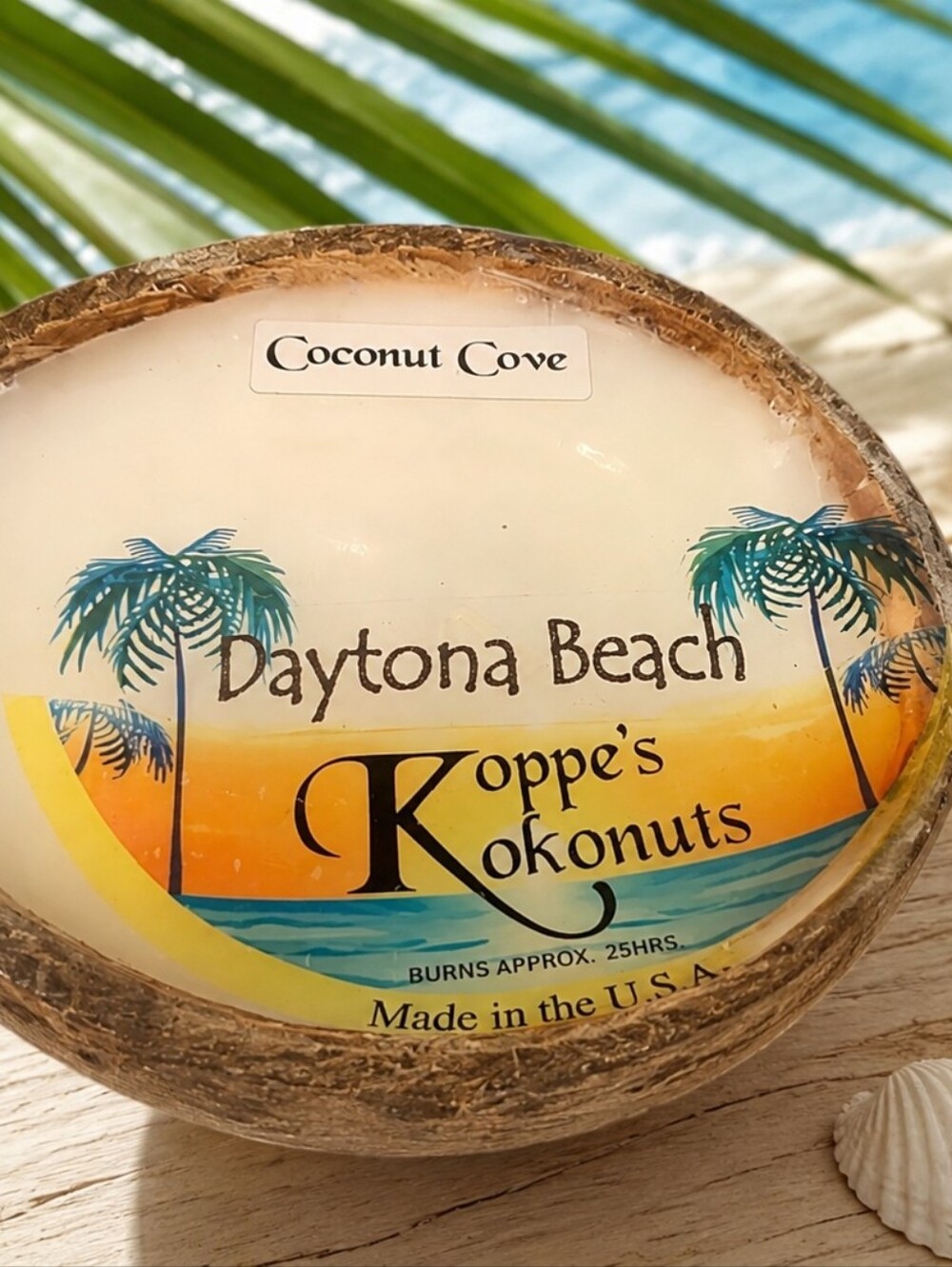 Koppe’s Kokonuts Daytona Beach Coconut Candle Tropical Decor USA Made